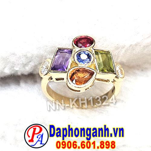Nhẫn Nữ Kết Hợp Đá Thiên Nhiên Vàng 18K NN-KH1324